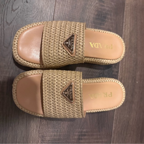 Prada Beige Woven Sandals - Picture 1 of 3